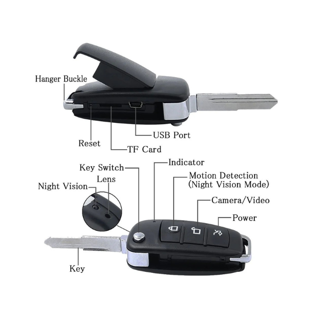 Мини скриена камера во клуч – HD снимање со ноќен режим